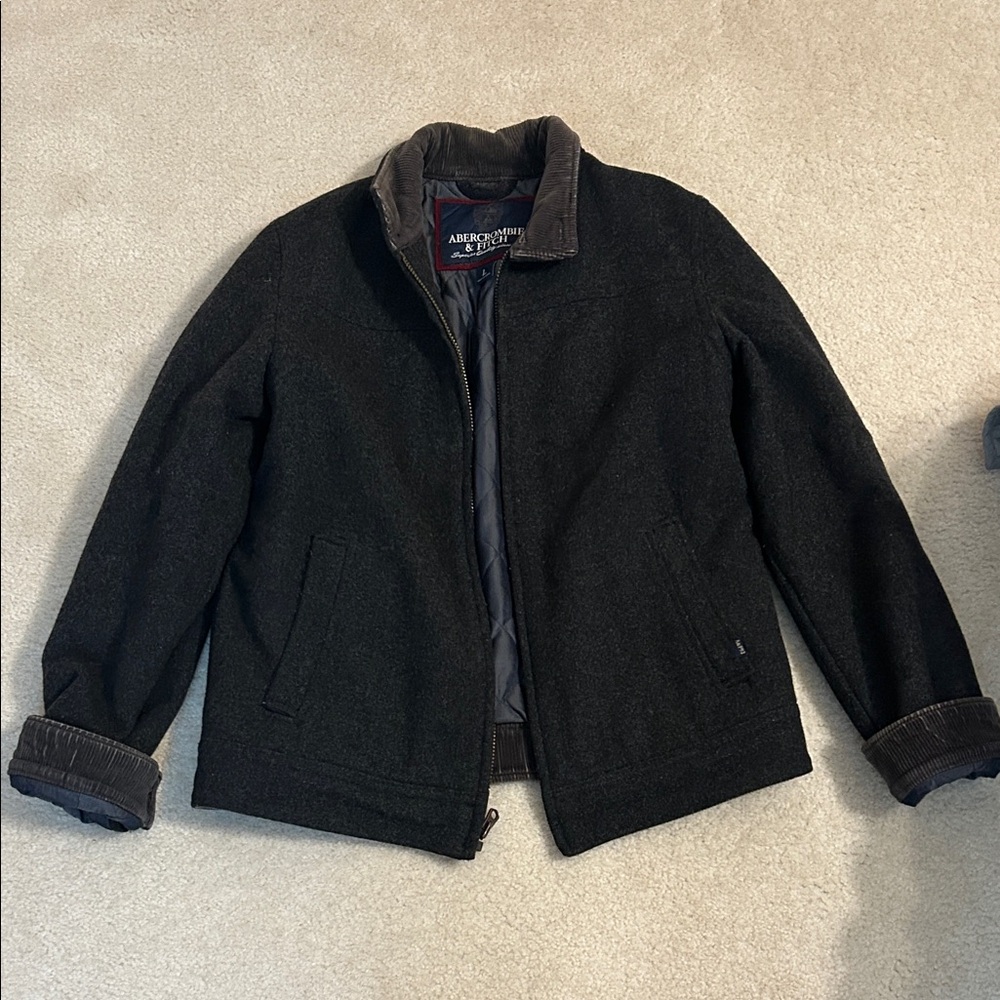 Abercrombie & Fitch  jacket Collared Chore Barn Gray Wool L